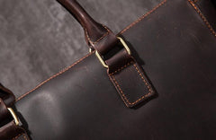 Cool Coffee Leather Mens Briefcase 15inch Laptop Bag Work Handbag Business Bag for Men - imessengerbags