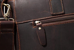 Cool Coffee Leather Mens Briefcase 15inch Laptop Bag Work Handbag Business Bag for Men - imessengerbags