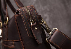 Cool Coffee Leather Mens Briefcase 15inch Laptop Bag Work Handbag Business Bag for Men - imessengerbags