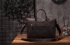 Cool Coffee Leather Mens Briefcase 15inch Laptop Bag Work Handbag Business Bag for Men - imessengerbags