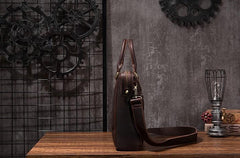 Cool Coffee Leather Mens Briefcase 15inch Laptop Bag Work Handbag Business Bag for Men - imessengerbags