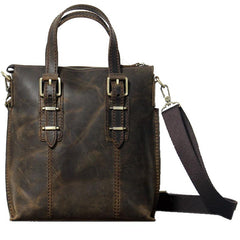 Cool Coffee Leather Mens Briefcase Work Bag Laptop Bag Business Bag for Men - imessengerbags