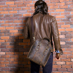 Cool Coffee Leather Mens Briefcase Work Bag Laptop Bag Business Bag for Men - imessengerbags