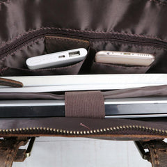 Cool Coffee Leather Mens Briefcase Work Bag Laptop Bag Business Bag for Men - imessengerbags