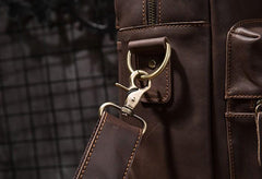 Cool Coffee Leather Mens Briefcase Work Handbag 15inch Laptop Bag Business Bag for Men - imessengerbags