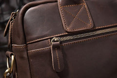 Cool Coffee Leather Mens Briefcase Work Handbag 15inch Laptop Bag Business Bag for Men