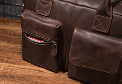 Cool Coffee Leather Mens Briefcase Work Handbag 15inch Laptop Bag Business Bag for Men - imessengerbags