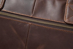 Cool Coffee Leather Mens Briefcase Work Handbag 15inch Laptop Bag Business Bag for Men - imessengerbags