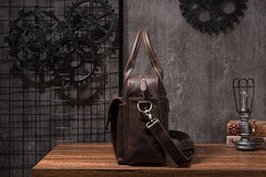 Cool Coffee Leather Mens Briefcase Work Handbag 15inch Laptop Bag Business Bag for Men - imessengerbags