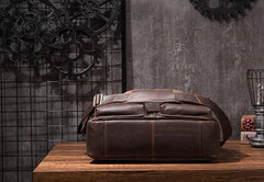 Cool Coffee Leather Mens Briefcase Work Handbag 15inch Laptop Bag Business Bag for Men - imessengerbags