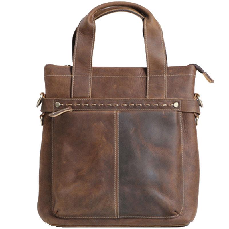 Cool Coffee Leather Mens Briefcases Work Bag Laptop Bag Business Bag for Men - imessengerbags