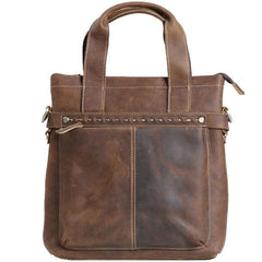Cool Coffee Leather Mens Briefcases Work Bag Laptop Bag Business Bag for Men - imessengerbags