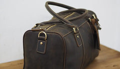 Cool Coffee Leather Mens Weekender Bags Vintage Travel Bags Duffle Bag for Men