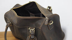 Cool Coffee Leather Mens Weekender Bags Vintage Travel Bags Duffle Bag for Men - imessengerbags