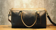 Cool Coffee Leather Mens Weekender Bags Vintage Travel Bags Duffle Bag for Men