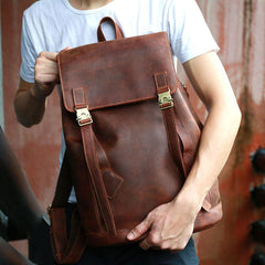Cool Coffee Mens Leather Backpacks Travel Backpacks Laptop Backpack for men - imessengerbags