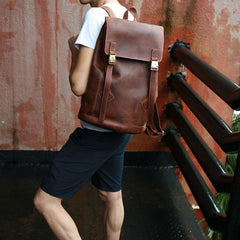 Cool Coffee Mens Leather Backpacks Travel Backpacks Laptop Backpack for men - imessengerbags