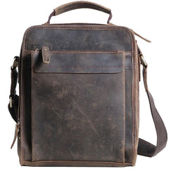Cool Coffee Vintage Leather Mens Messenger Bags Shoulder Bag for Men