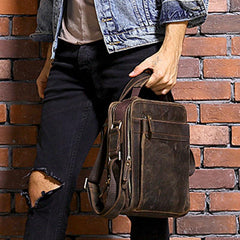 Cool Coffee Vintage Leather Mens Messenger Bags Shoulder Bag for Men