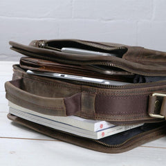 Cool Coffee Vintage Leather Mens Messenger Bags Shoulder Bag for Men
