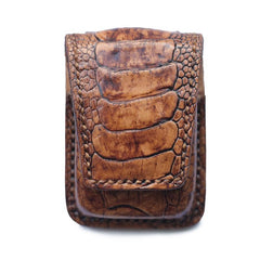 Badass Brown Leather Mens Zippo Lighter Cases With Belt Loop Lighter Holders For Men - imessengerbags