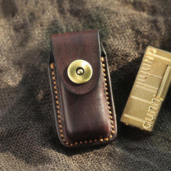 Dark Coffee Handmade Leather Mens Dunhill Lighter Case Cool Lighter Holders For Men - imessengerbags