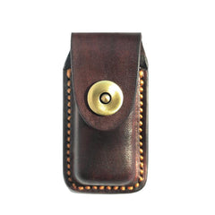 Dark Coffee Handmade Leather Mens Dunhill Lighter Case Cool Lighter Holders For Men