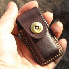 Dark Coffee Handmade Leather Mens Dunhill Lighter Case Cool Lighter Holders For Men