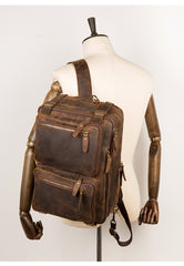 Cool Coffee Leather 15 inches Large Satchel BackPack Travel BackPack School BackPack for Men - imessengerbags