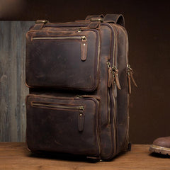 Cool Coffee Leather 15 inches Large Satchel BackPack Travel BackPack School BackPack for Men - imessengerbags