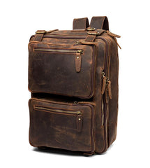 Cool Coffee Leather 15 inches Large Satchel BackPack Travel BackPack School BackPack for Men - imessengerbags