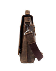Vintage Dark Brown Leather Mens 15 inches Briefcase Laptop Bag Business Side Bags Work Bag for Men - imessengerbags
