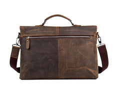 Vintage Dark Brown Leather Mens 15 inches Briefcase Laptop Bag Business Side Bags Work Bag for Men - imessengerbags