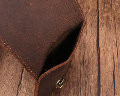 Cool Dark Brown Leather Mens Belt Pouch Mini Waist Bag Belt Bags For Men