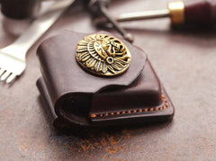 Cool Dark Brown Leather Mens Holster Zippo Lighter Case Standard Zippo Lighter Holder For Men - imessengerbags