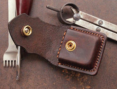 Cool Dark Brown Leather Mens Holster Zippo Lighter Case Standard Zippo Lighter Holder For Men - imessengerbags