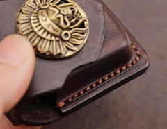 Cool Dark Brown Leather Mens Holster Zippo Lighter Case Standard Zippo Lighter Holder For Men - imessengerbags