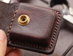 Cool Dark Brown Leather Mens Holster Zippo Lighter Case Standard Zippo Lighter Holder For Men - imessengerbags