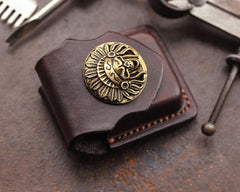 Cool Dark Brown Leather Mens Holster Zippo Lighter Case Standard Zippo Lighter Holder For Men - imessengerbags
