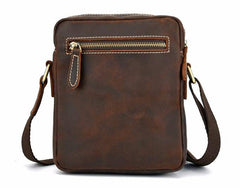 Cool Dark Brown Leather Mens Small Messenger Bags Cool Side Bag Tablet Messenger Bag for men