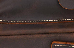 Cool Dark Brown Leather Mens Small Messenger Bags Cool Side Bag Tablet Messenger Bag for men