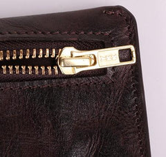 Coffee MENS LEATHER SLIM ZIPPER CLUTCH WRISTLET PURSE BAG CLUTCH BAG FOR MEN