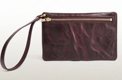 Coffee MENS LEATHER SLIM ZIPPER CLUTCH WRISTLET PURSE BAG CLUTCH BAG FOR MEN