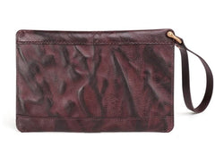 Coffee MENS LEATHER SLIM ZIPPER CLUTCH WRISTLET PURSE BAG CLUTCH BAG FOR MEN