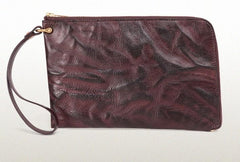 COFFEE Small MENS LEATHER SLIM ZIPPER CLUTCH WRISTLET PURSE BAG CLUTCH BAG FOR MEN