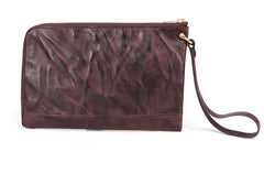 COFFEE Small MENS LEATHER SLIM ZIPPER CLUTCH WRISTLET PURSE BAG CLUTCH BAG FOR MEN