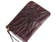 COFFEE Small MENS LEATHER SLIM ZIPPER CLUTCH WRISTLET PURSE BAG CLUTCH BAG FOR MEN