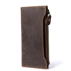 Cool Dark Brown Mens Leather Long Wallet Bifold Long Multi-Cards Wallet for Men - imessengerbags
