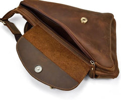 Cool Triangular Leather Mens Sling Bag Chest Bag Sling Crossbody Bag One Shoulder Backpack For Mens - imessengerbags