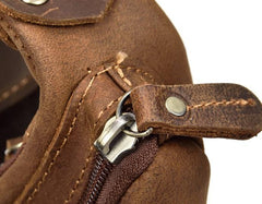 Cool Triangular Leather Mens Sling Bag Chest Bag Sling Crossbody Bag One Shoulder Backpack For Mens - imessengerbags